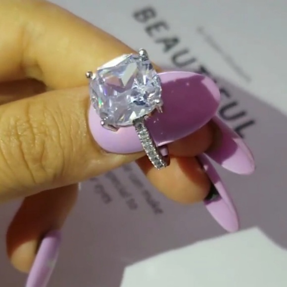 New 8K Cushion Solitaire Engagement Ring - Picture 6 of 6